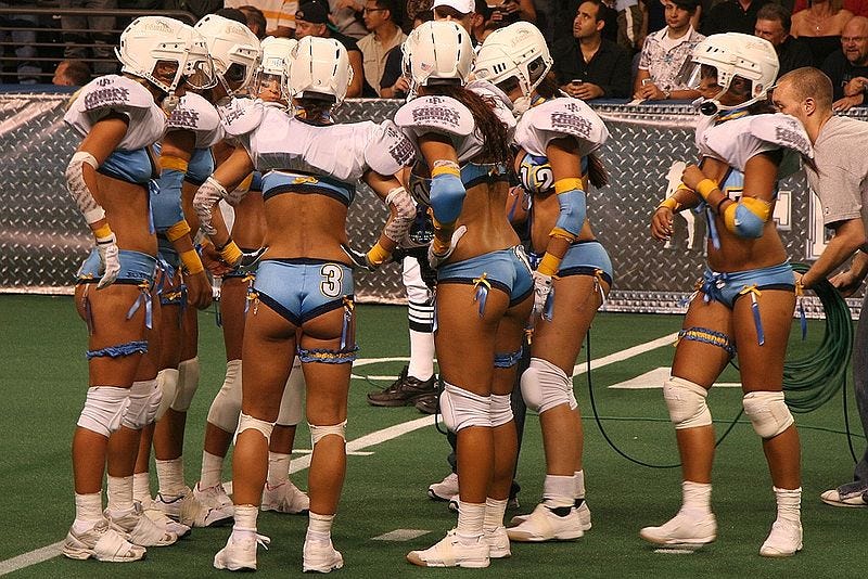 Nude Lingerie Football League bukkake porn