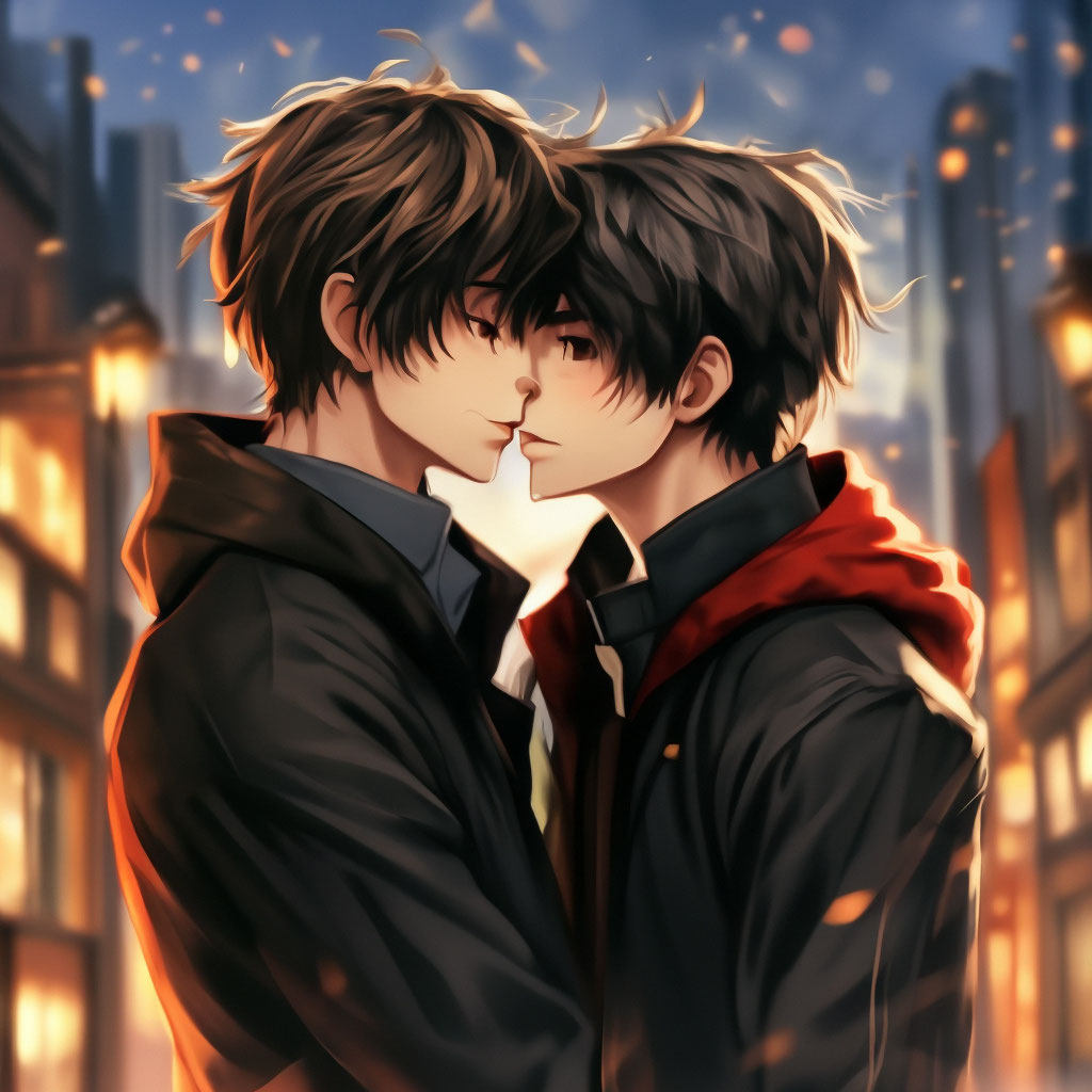 two anime guys kissing