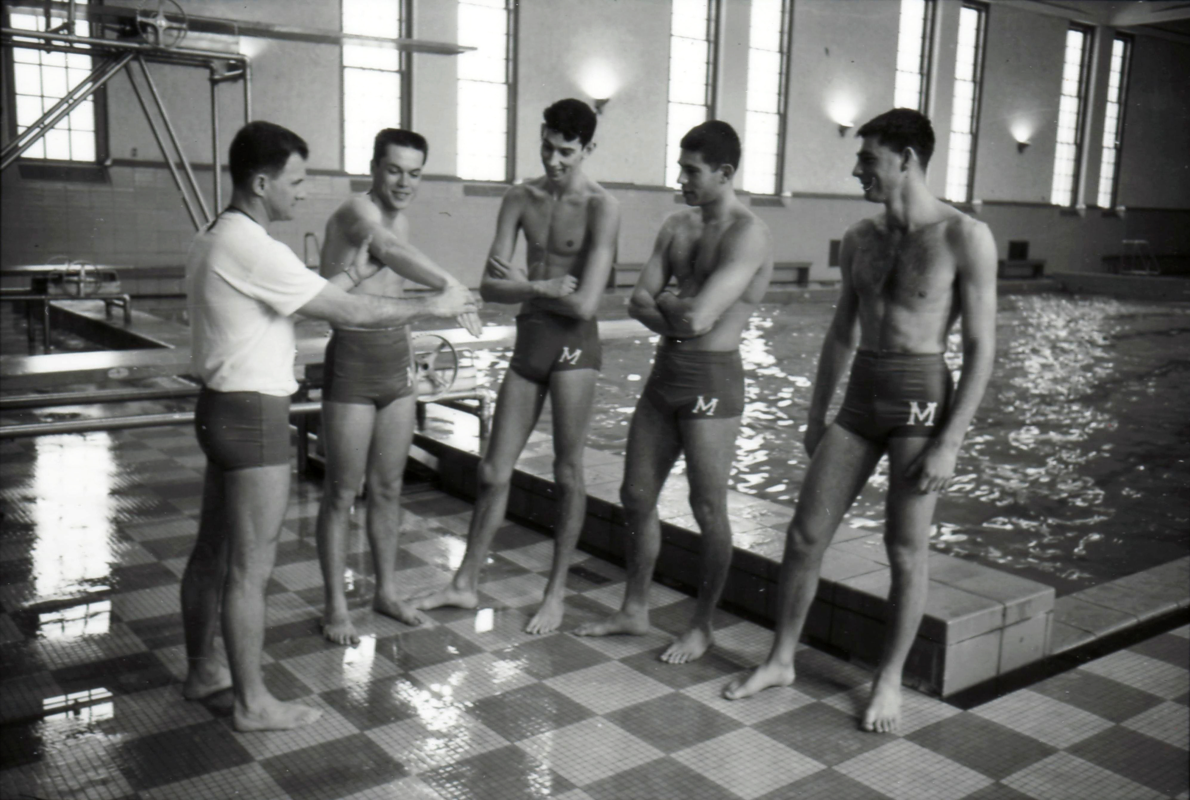 men swimming naked