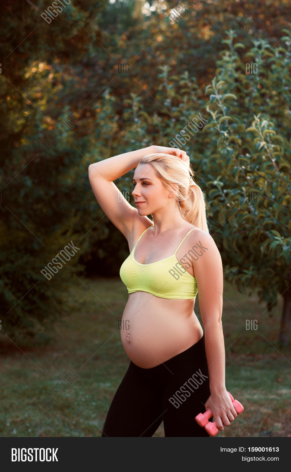 Pregnant Blonde Woman yoga brazzers