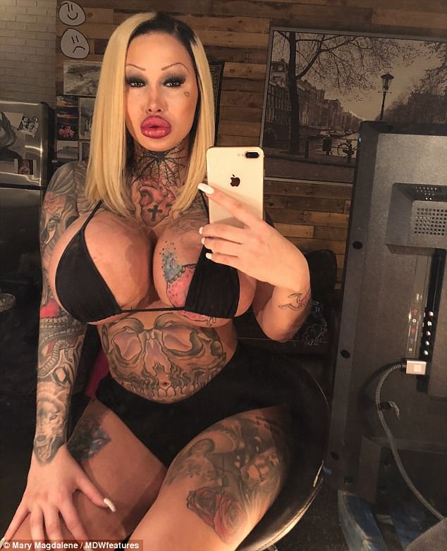 carrie honey recommends tattooed fake tits pic