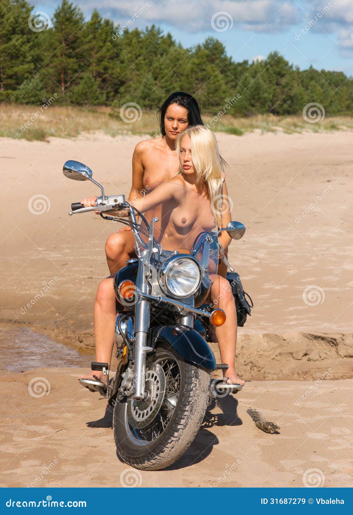 naked woman on a motorcycle