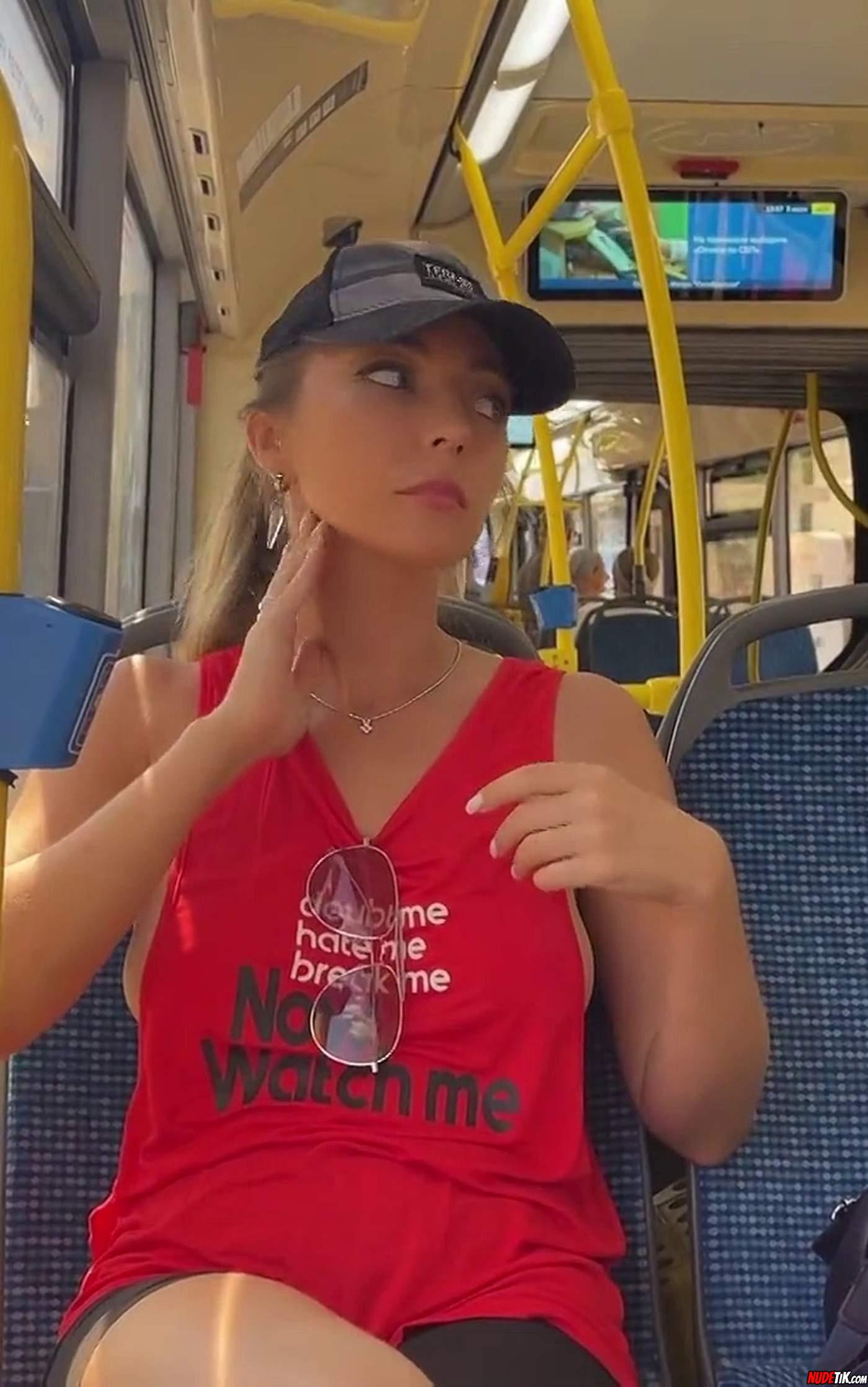 showing tits on bus